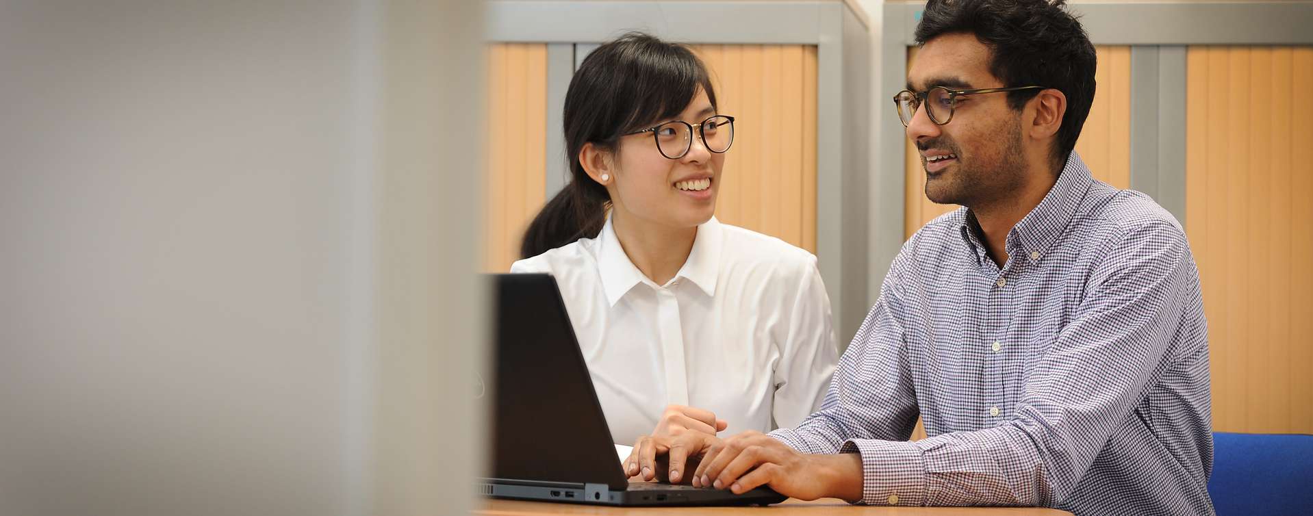 Employees discussing project
